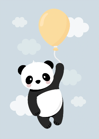 Panda med gul ballon