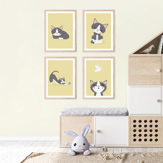 Forhåndsvisning af Plakater: Siddende grå kat