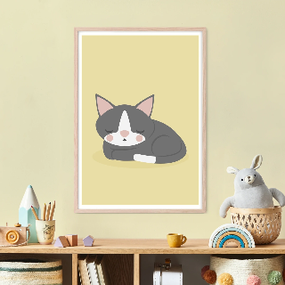 Forhåndsvisning af Plakater: Sovende grå kat
