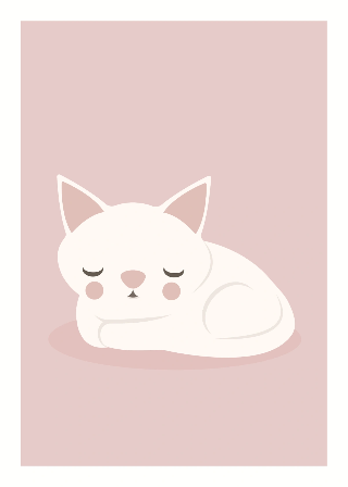 Forhåndsvisning af Plakater: Sovende hvid kat