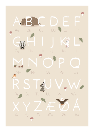 Alfabet med skovens dyr