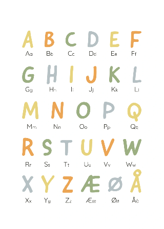 Forhåndsvisning af Plakater: Alfabet i glade farver