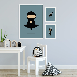 Forhåndsvisning af Plakater: Svævende ninja - blå