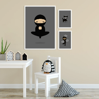 Forhåndsvisning af Plakater: Svævende ninja - grå