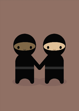 Forhåndsvisning af Plakater: Ninja venner - mørk støvet lyserød